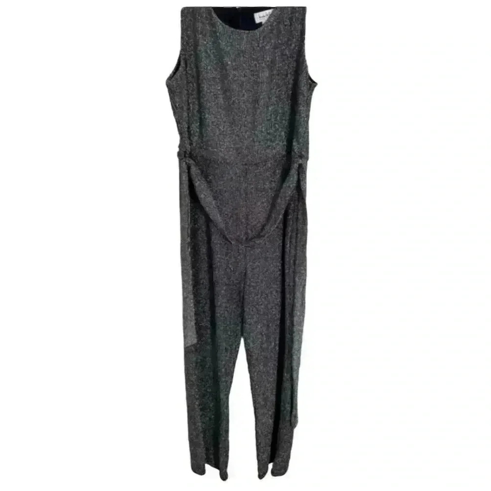 NICOLE MILLER- Black and Silver Belted Jumpsuit- Size M